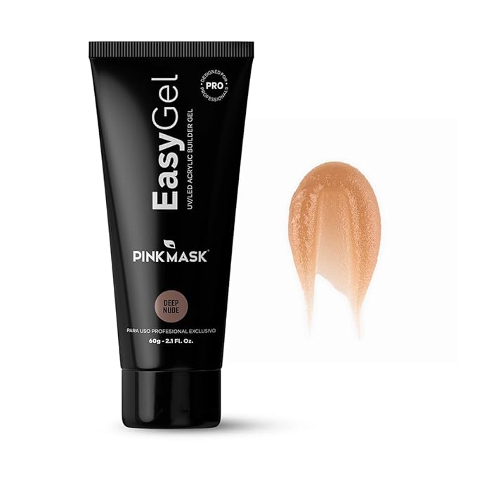 PINKMASK Easy Gel 2oz 60g- Deep Nude, Professional Builder Enhancement Gel-Quick Nail Extension for Beginner DIY, Nail Strengthener-Long Lasting-Salon Quality-Thickening Solution