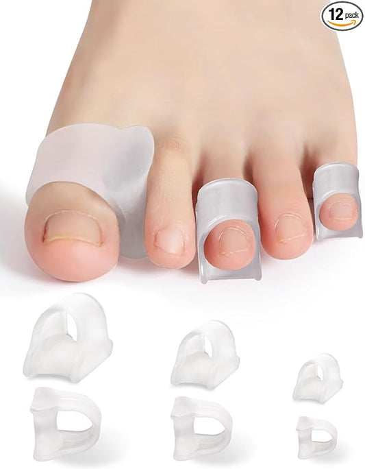 12Pcs Hammer Toe Corrector Straighteners for Women and Men Curled Toes, Crooked, Claw, Hammertoe, Gel Toe Splints Bunion Spacer Separators for Straightening (Multi-size)