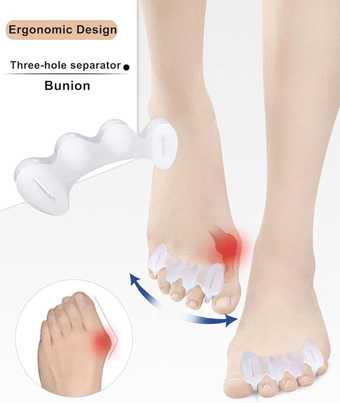 2Pairs Toe Separators Toe Spacers for Women Men to Correct Bunion, Relieve Feet Pain, Foot Alignment, Toe Straighteners for Hammertoes, Plantar Fasciitis (S, Women Shoe Size: 5-9, Men: 6-7)