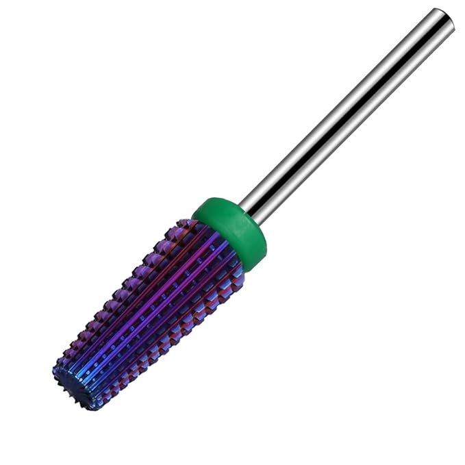 Lavinda 5 in 1 Coarse Grit Nail Drill Bit Heavy Duty Carbide Tungsten for Fast Acrylic Gel Removal Left Right Hand Use Pro Nail Tech Tool 3/32" (Coarse, Purple)