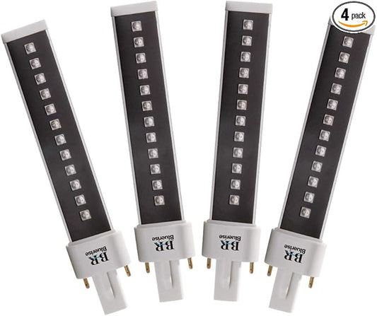 BLUERISE Gel Nail Lamp 9w Uv Led Light 4 Pcs 365 + 405nm Double Light Source Lamp Bulb 10000 Hours Led Replacement Tube for Professional Nail Salon Tools Studio Or Home Use