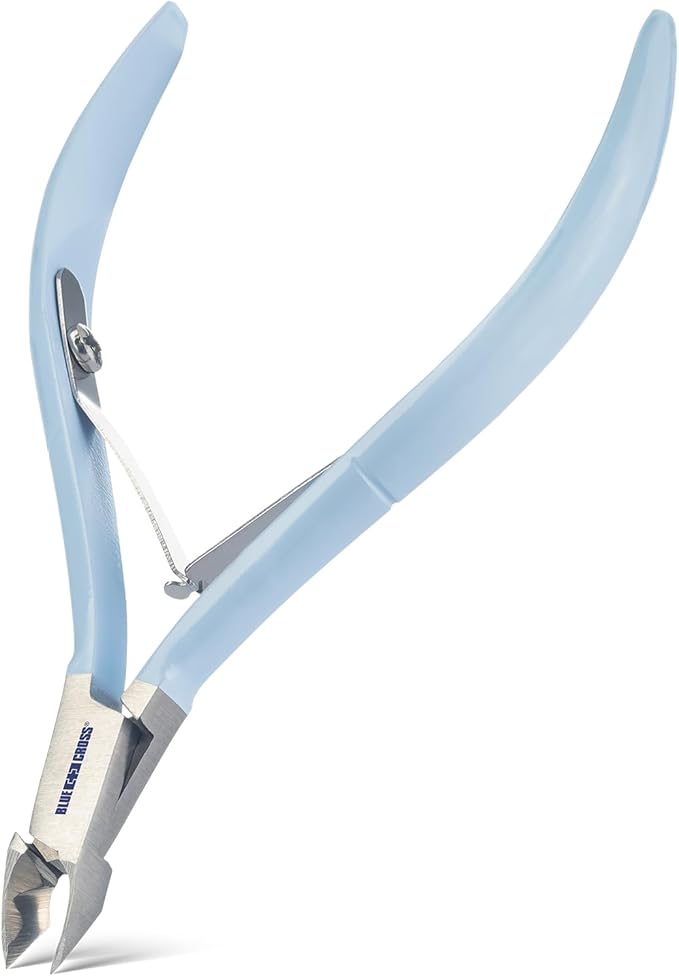 Blue Cross Cuticle Remover Nippers, Professional Nail Care Cutter & Trimmer, Fingernail + Toenail Clippers Tool for at Home DIY Manicures with Stainless Steel Sharp Durable Blades, 6mm Jaw Size, Blue