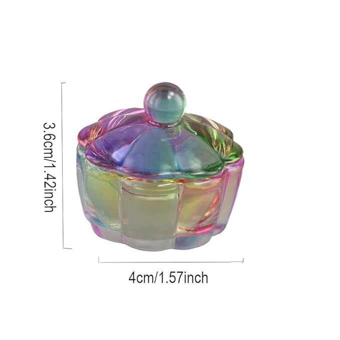 Leadigol 2 Pack Glass Dappen Dish with Lid, Nail Art Liquid Powder Glassware Bowl, Flower Shape Nail Art Cup Art Accessories