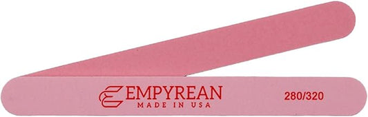 Empyrean Premium Nail Files | Made in USA | Fine 280/320 Extra Fine | Disinfectable Washable Reusable | Pink Cushion File