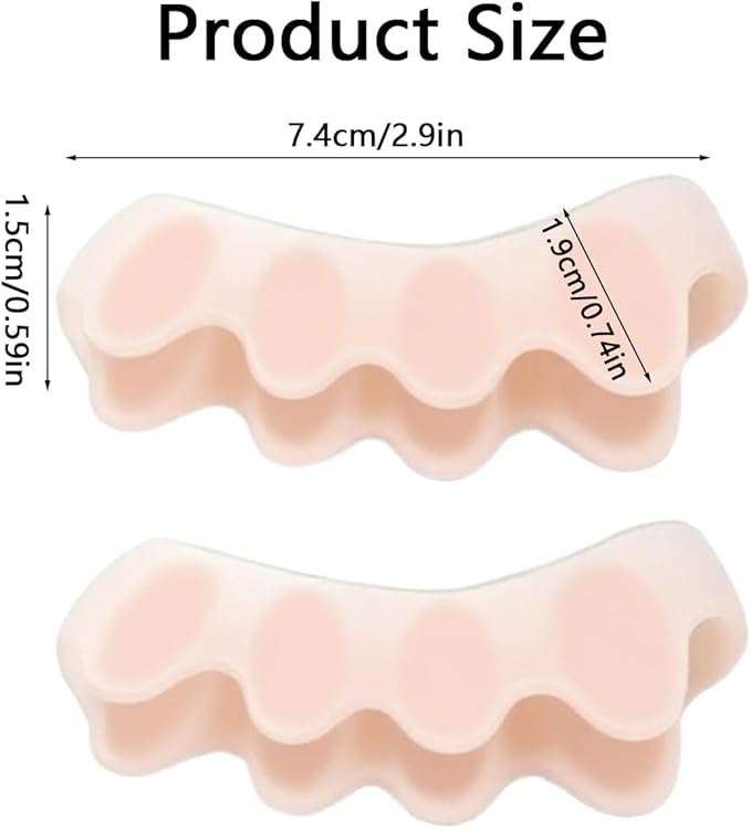 Kingjie Silicone Toe Spreaders for Men & Women - Correct Curled Toes, Bunion & Hammer Toe Support, Reusable & Washable Adjustable Unisex Toe Spacer（4 Pack） (White + Skin Color)