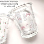 2 Pack 12 OZ Cute Floral Glass Cup Rabbit Drinking Glasses | Thick Sturdy - Image 5