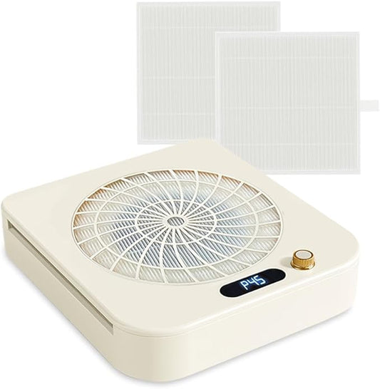 Nail Dust Collector, Powerful Vacuum Fan Dust Collector Vent Suction Machine Nail Tech LED Display Manicure Pedicure Tool Reusable Filter for Acrylic Polishing Art Salon Home Training Low Noise