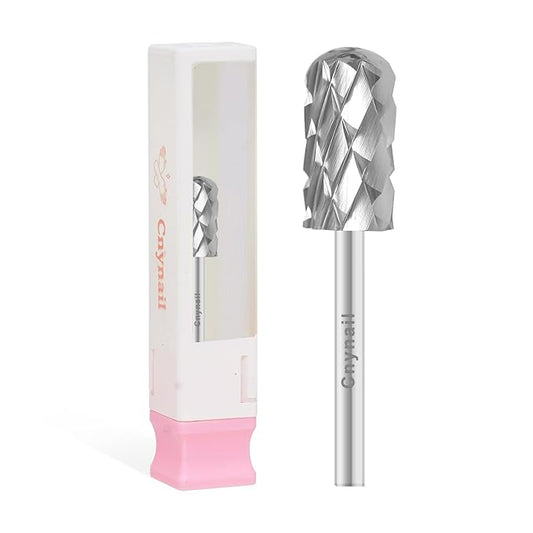 3/32" Large Barrel Smooth Round Top Tungsten Carbide Nail Drill Bit Safety Bit for Gel & Acrylic Removal, 2-Way Rotating Efile Tip, Salon Electric File Accessory (5XC Grit, Silver)
