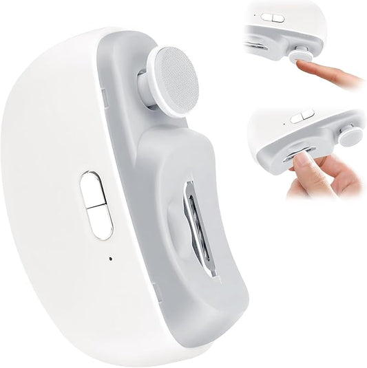 Electric Nail Clipper, 2026 New Upgraded 3-in-1 Nail Trimmer with Polishing, 2-Speed Adjustable Nail Cutter with LED Light, Multifunctional Electric Nail Clippers for Seniors Babies Adults (White)