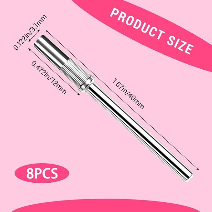 8Pcs Small Sanding Band Nail Drill Bit, 3.1 MM 3/32 Shank Mini Mandrel Nail Bit