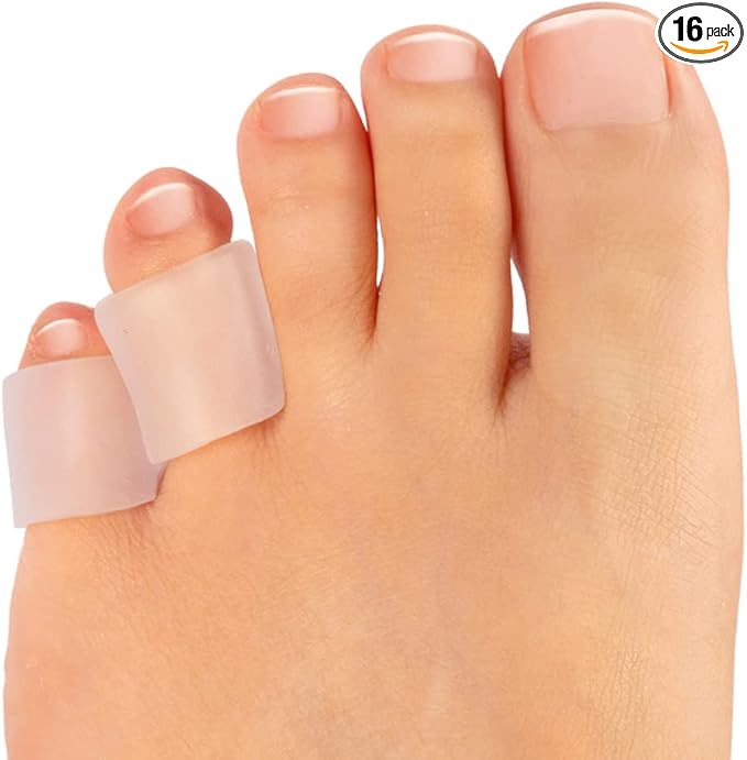 Welnove Gel Toe Protectors,8 PCS Small(Thicken) + 8 PCS XS(Routine) Toe Sleeves,Transparent Silicone Tubes for Corns,Blisters,Calluses,Pinky Toe Cushions to Reduce Friction and Protect Injured Toes