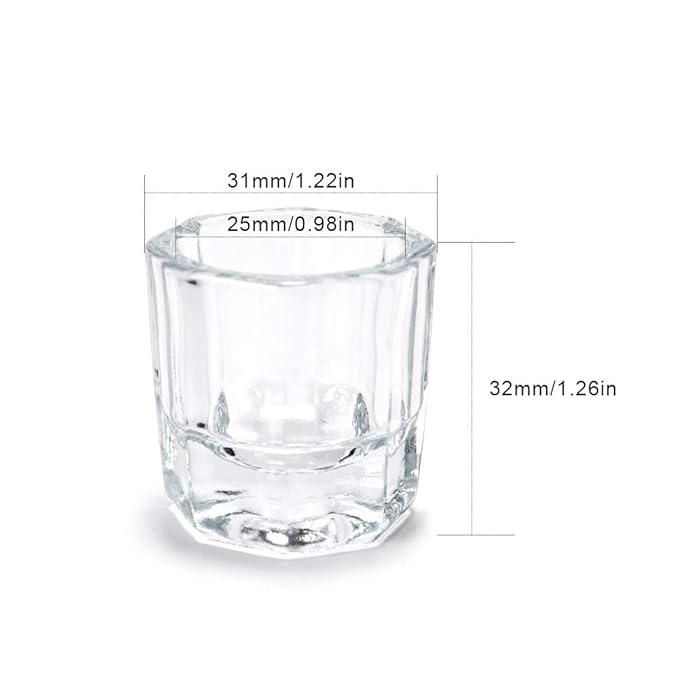 Glass Crystal Dappen Dish with Metal Lid Nail Art Acrylic Powder Nail Art Tools (size-2)