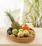 YANGQIHOME Rattan Round Serving Tray, Decorative Coffee Table Tray, Hand Woven - Image 4