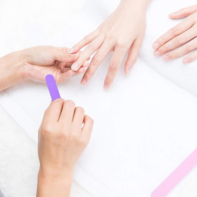 Mini Nail File Bulk 300Pcs (180/240 Grit), Disposable Nail Files Double Sided Emery Boards Home or Professional Manicure Tools(Purple and Pink)