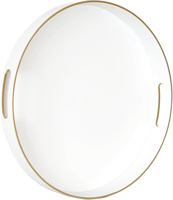 Gifturbo White Round Serving Tray, Decorative Serving Trays by Gifturbo