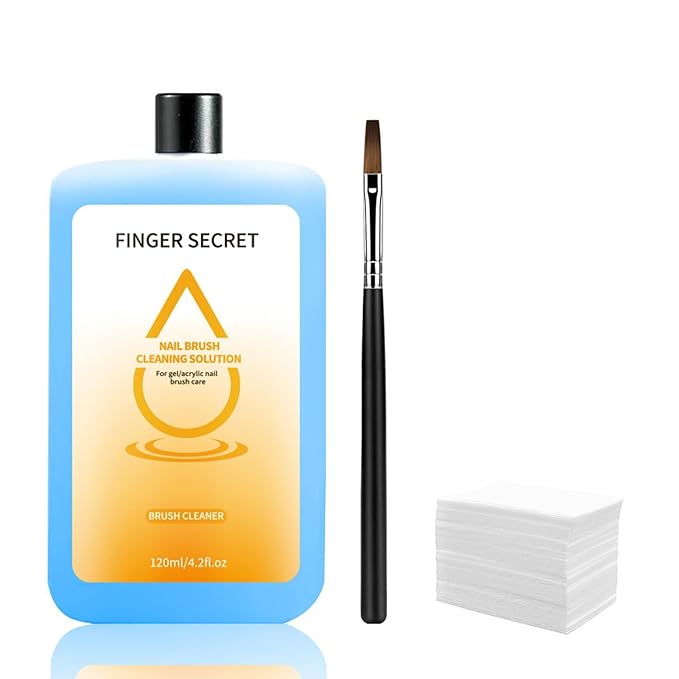 Nail Brush Cleaner Kit - 120ml Professional Nail Art Brush Cleaning Solution. Clean Your Nail Brushes Easily. For Gel and Acrylic Nail Brushes.Ideal for NailS Salon or Home DIY