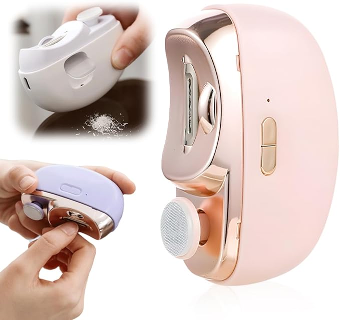 Electric Nail Clippers, 2026 New 3-in-1 Automatic Electric Nail Clipper with Polishing, Multi-Functional Electric Nail Trimmer Toe Fingernail Clippers for Kids Adults Seniors Women Men (Pink)