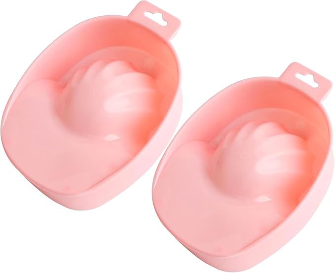 AUEAR, 2 Pack Manicure Bowl Nail Soaking Art Hand Soak Treatment Bowls Tray for SPA Tools (Light Pink)