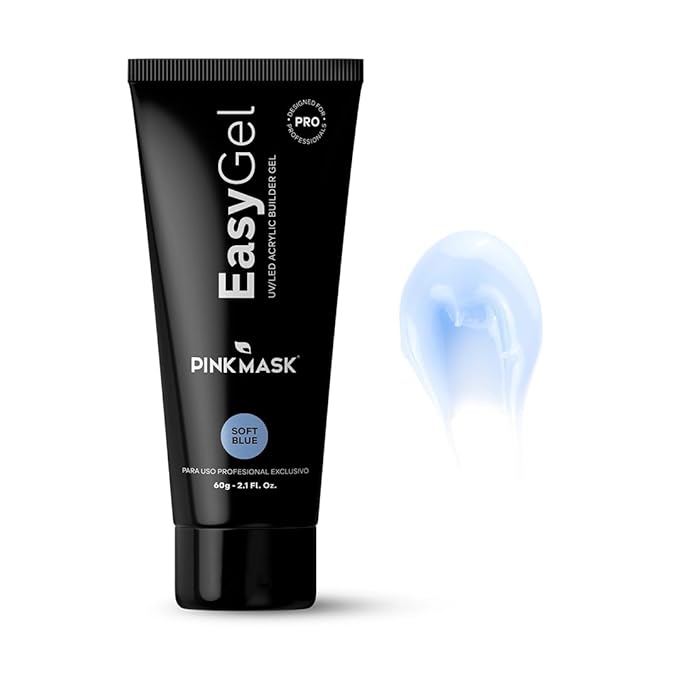 PINKMASK Easy Gel 2oz 60g- Soft Blue, Professional Builder Enhancement Gel-Quick Nail Extension for Beginner DIY, Nail Strengthener-Long Lasting-Salon Quality-Thickening Solution