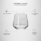 Handleless Highball Glass, 7.8 oz Tall Tumbler - Image 4