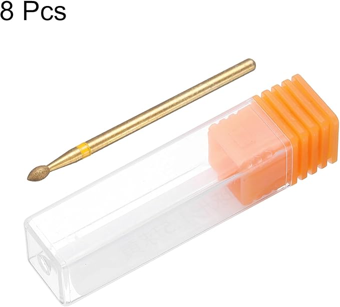 HARFINGTON 8pcs 325-400 Grits Diamond Grinding Bit 2.3mm Oval Head 2.35mm Shank 4mm Length Titanium Plated Stone Sanding Drill Bits Rotary Tool for Nails Grinding Polishing