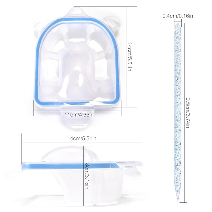 Nail Soaking Bowl Set 2PCS Nail Soak Off Bowl with 5PCS Acrylic Sticks Nail Cuticle Pusher Manicure Remover Tool Kit (7, Blue)