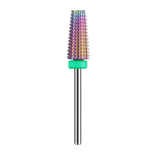 5 in 1 Nail Drill Bits,Rainow Two Way Rotate use for Both Left and Right Handed,Multi-Function Tapered 3/32 Inch Nail Bit for Fast Remove Acrylic Gel Nail (C, Rainbow)