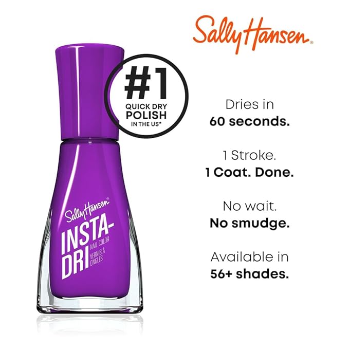 Sally Hansen Insta-Dri Nail Polish | Quick Dry, Long Lasting, Streak-Free Shine | Opaque, Shiny | 484 Mind Blending | Dark Purple Nail Color