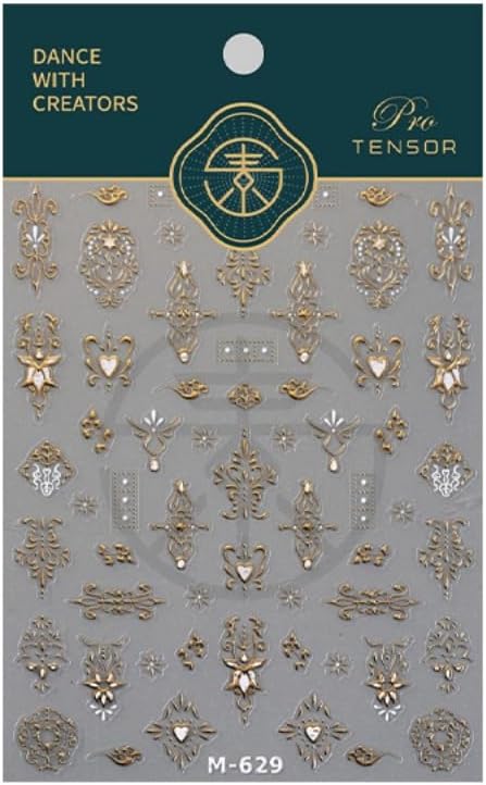 5D Embossed Totem Nail Stickers Gold Totem Nail Art Sticker Self Adhesive Nail Decals Vintage Nail Art Decals Nails Decoration Supplies for Women Girls DIY Manicure