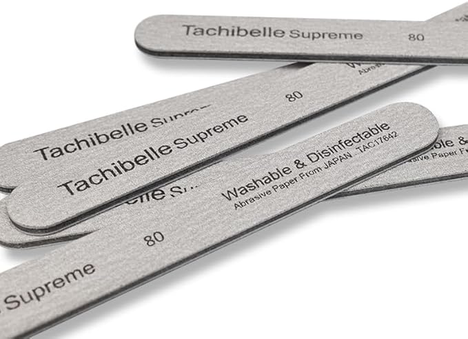 Tachibelle Premium Japan Abrasive 80/80 Grit Coarse Disinfectable Washable Zebra File Nail Art Sanding Nail Files (Pack of 50 pcs)