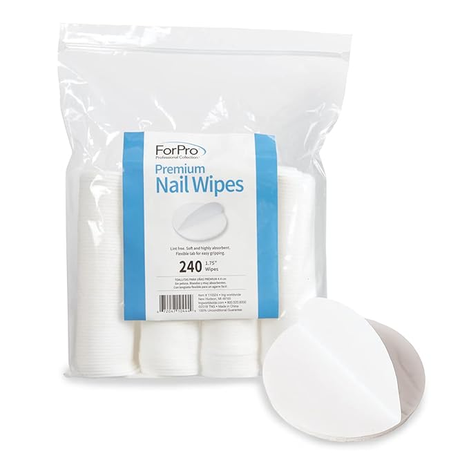 ForPro Professional Collection Premium Nail Wipes, Lint-Free Cotton Wipes for Removing Nail Polish, 1.75", 240-Count