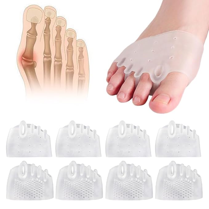 Silicone Toe Separator, 2025 New Toe Spacers Toe Seperators Correct for Overlapping, 4 Pairs Bunion Corrector Cushion, Soft Toe Separators for Women Men (Transparent)