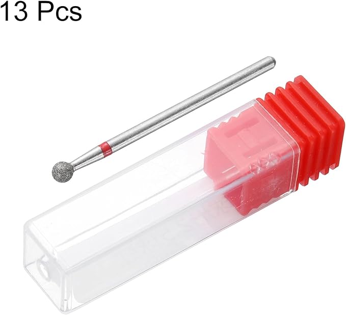 HARFINGTON 13pcs 200-230 Grits Diamond Grinding Bit 3.5mm Ball Head 2.35mm Shank 3.5mm Length Stone Sanding Drill Bits Rotary Tool for Ceramic Glass Nails Grinding Polishing