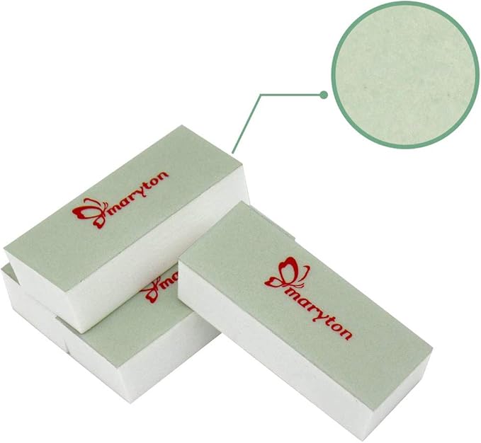 Maryton Mini Nail Buffer Blocks, Disposable Nail Shine Buffers Kit - Green Side for Buffing, White Side for Shinning, 36 Count (Pack of 2)