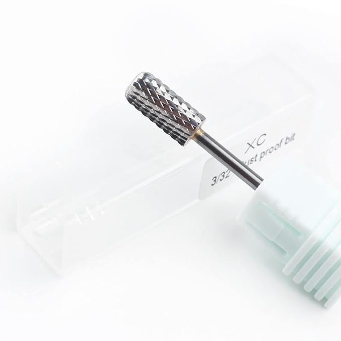 QUNZHAO Nail Drill Bits Dust Droof Bit Tungsten Steel Fast Remove Acrylic or Hard Gel 3/32" Shank - Manicure, Nail Art, Drill Machine Accessories (Extra Coarse-XC, Silver)