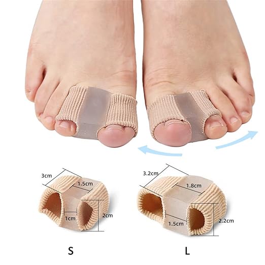 Toe Separator Sleeves, 2 Pairs Soft Breathable Big Toe Corrector with Gel Toe Spacer Cushion, Hammer Toe Overlapping Toes Straightener Sleeves for Big Toe Alignment Bunion Foot Pain Relief (S)
