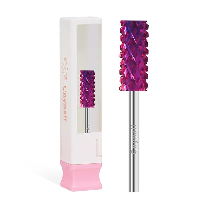 3/32" Small 5.35MM Barrel Bit Tungsten Carbide Nail Drill Bit Safety Bit for Gel & Acrylic Removal, 2- Way Rotating Efile Tip, Salon Electric File Accessory (4XC Girt, Purple)