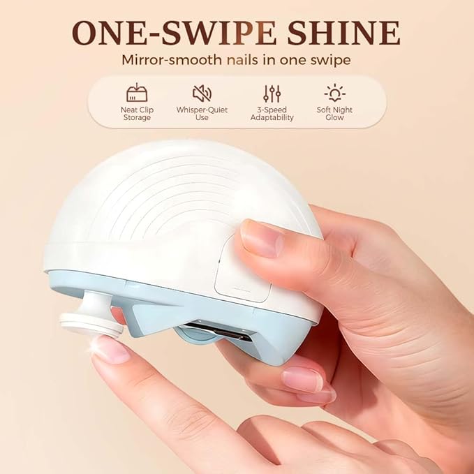 Electric Smart Nail Clippers for Adults Seniors, 2026 New 3 Speeds Power Automatic Nails Trimmer with Polisher, Light, Clip Storage, Rechargeable Toenail Clippers for Thick Toenails (1PC)