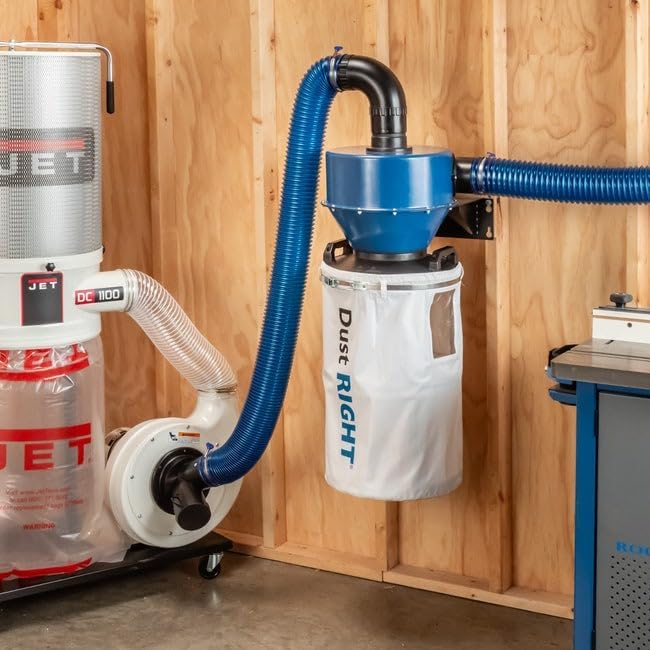 4" Wall-Mount Cyclone Dust Separator - Space-Spacing Cyclone Dust Collectors for Woodworking - Two-stage System Sawdust Collector for Airflow - Easy-to-Assemble Dust Collection Fittings