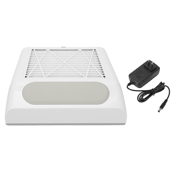 Nail Dust Collector with Reusable Filters, Professional 80W Strong Suction Power Nail Extractor Vacuum, Low Noise Acrylic Nail Dust Cleaner for Home Salon Use, Christmas Gift