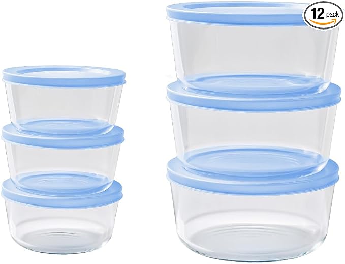 12-Piece Glass Food Storage Containers Set | 2-Cup & 4-Cup, Leakproof | by DuraLiving