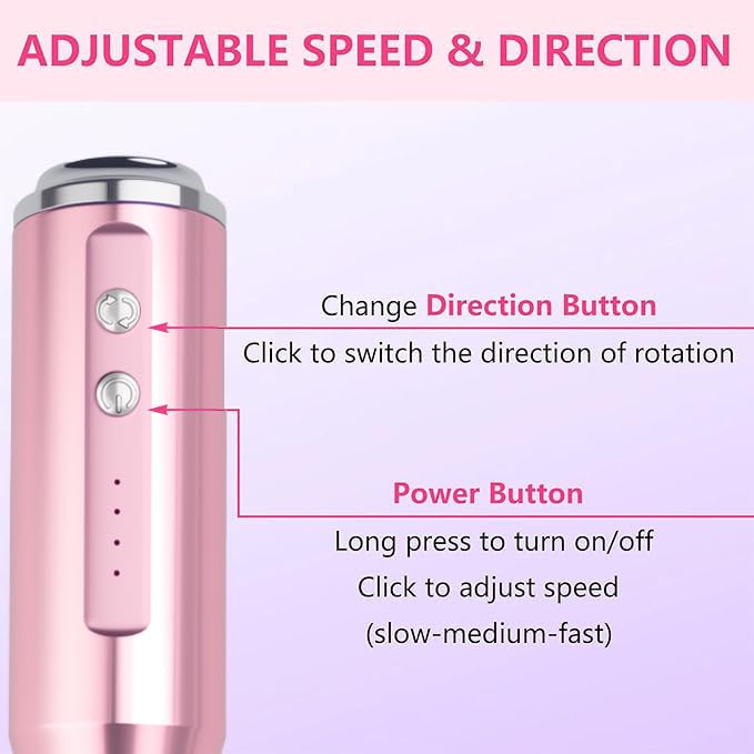 Nail Drill and Dremel - 7-in-1 Portable USB-Powered Nail Care Set with 20000RPM Speed for Gel, Dip Powder, Manicure, Pedicure, Shaping & Polishing, in Elegant Purple (Pink)