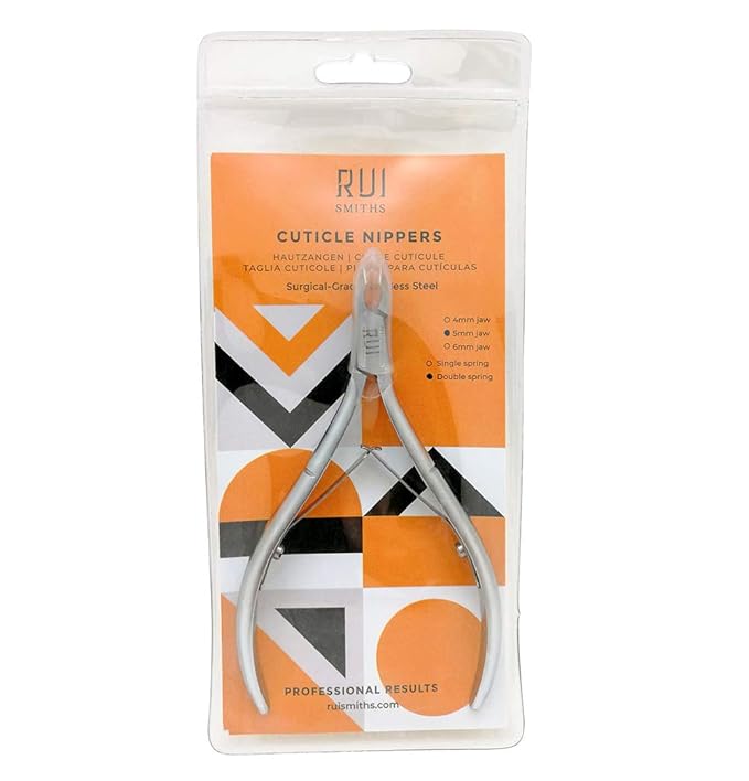 Rui Smiths Professional Cuticle Nippers | Precision Surgical-Grade Stainless Steel Cuticle Trimmer, French Handle, Double Spring, 4mm Jaw (Quarter Jaw)