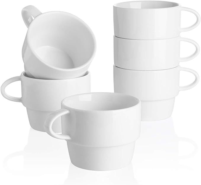 Sweese Porcelain Espresso Cups Set of 6, stackable cups, by Sweese