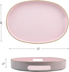 Pink Oval Decorative Tray with Handles, Versatile Serving Tray - Image 4