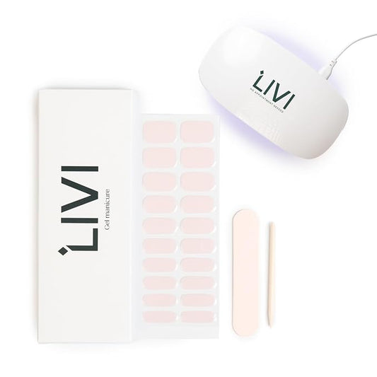 Livi Mini Gel Manicure System with UV Light – Mani Kit with 20 Nail Stickers and UV Lamp for Fast Salon-Quality Nails at Home – Long-Lasting, Easy-to-Use DIY Starter Gel Polish Set (I Totally Paused)
