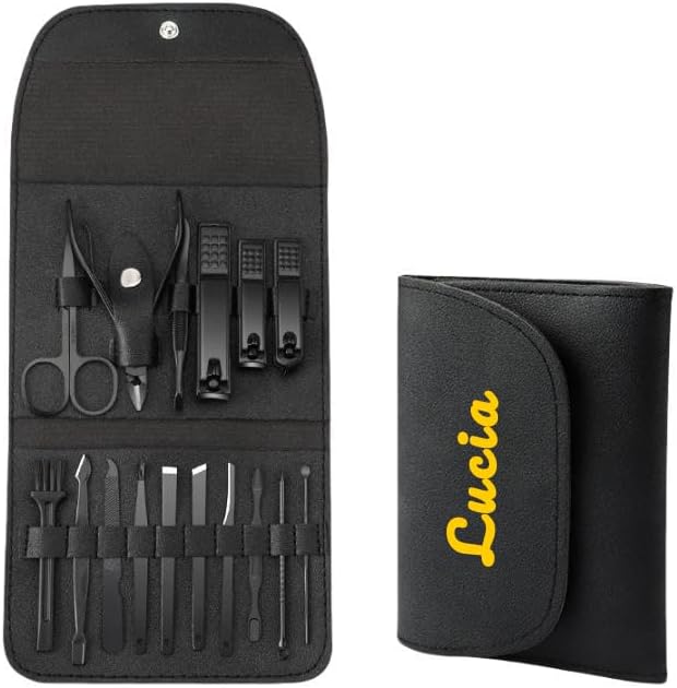 Custom Manicure and Pedicure Set, Customize Nail Care Kit with Nail Clippers, Cuticle Trimmer, Tweezers, Metal File, Pedicure Tools for Home, Travel or Christmas Birthday Gift Use (Pink)