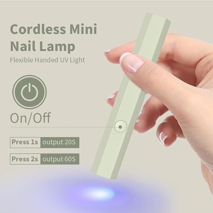 Small UV Light for Nails, Small Nail Cure Light, Flash Cure Lamp for Gel Nails, LED Nail Lamp for Gel Polish, Manicure USB Nail Dryer for Fast Curing at Salon Home DIY （Green）