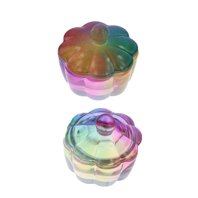 Leadigol 2 Pack Glass Dappen Dish with Lid, Nail Art Liquid Powder Glassware Bowl, Flower Shape Nail Art Cup Art Accessories