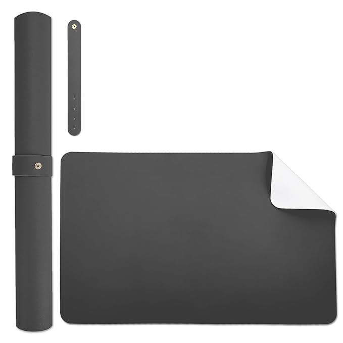 Double-sided Nail Table Mat for Nail tech - Soft Microfiber PU Leather Nail Desk Mat - Foldable Nail Art Table Mat Acetone Resistant for Nails Salon Home (Black-White) (Mat Only)